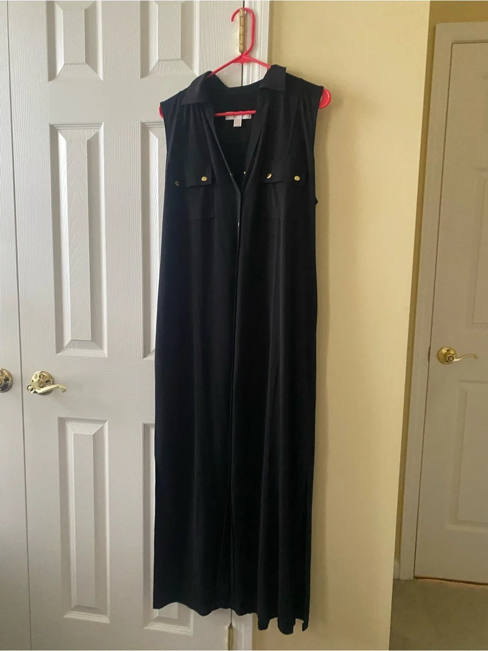 Michael Kors Black Sleeveless Maxi Dress with Gold Accents